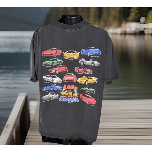 Graphic Muscle Cars Vintage T-Shirt Men Sz XL Life Is Full Of Important Choices - Picture 2 of 10